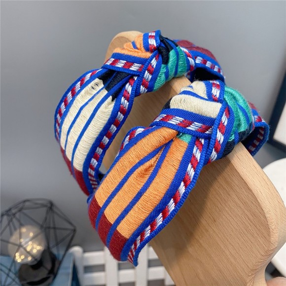 Colour Blocked Knotted Wide Hairband - Picture 1 of 3